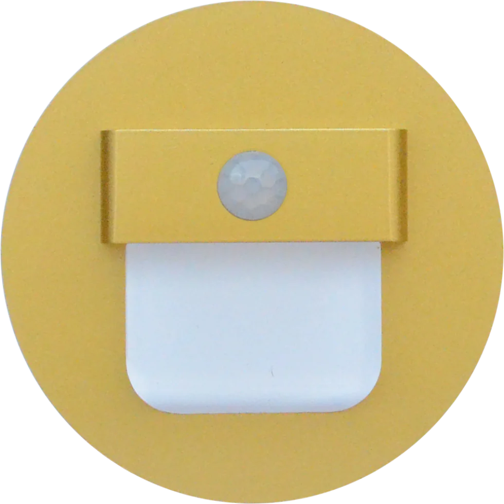 SPOT LUZ GUÍA DE PASO FERNANDA LED ASIMÉTRICO 3W CIRCULAR DORADO CON SENSOR DE MOVIMIENTO LUZ CÁLIDA - Image 10