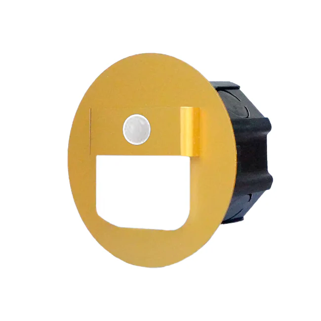 SPOT LUZ GUÍA DE PASO FERNANDA LED ASIMÉTRICO 3W CIRCULAR DORADO CON SENSOR DE MOVIMIENTO LUZ CÁLIDA - Image 7