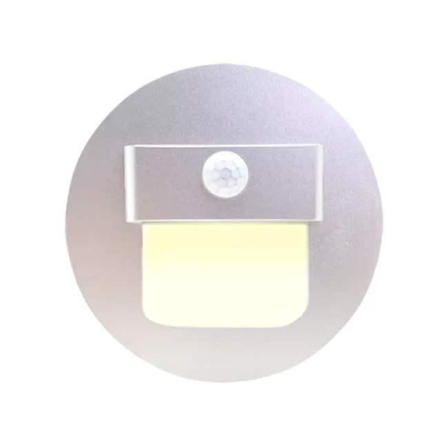 SPOT LUZ GUÍA DE PASO GABRIELA LED ASIMÉTRICO 3W CIRCULAR PLATEADO CON SENSOR DE MOVIMIENTO LUZ CÁLIDA - Image 11