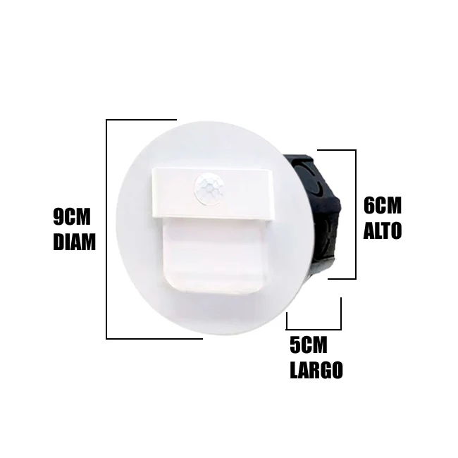 SPOT LUZ GUÍA DE PASO FLAVIA LED ASIMÉTRICO 3W CIRCULAR BLANCO CON SENSOR DE MOVIMIENTO LUZ CÁLIDA - Image 4