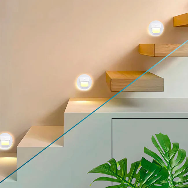SPOT LUZ GUÍA DE PASO FLAVIA LED ASIMÉTRICO 3W CIRCULAR BLANCO CON SENSOR DE MOVIMIENTO LUZ CÁLIDA - Image 6