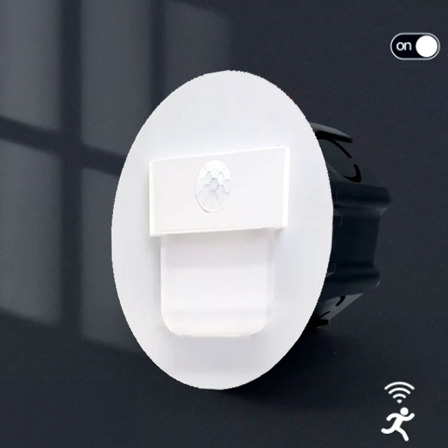 SPOT LUZ GUÍA DE PASO FLAVIA LED ASIMÉTRICO 3W CIRCULAR BLANCO CON SENSOR DE MOVIMIENTO LUZ CÁLIDA - Image 7