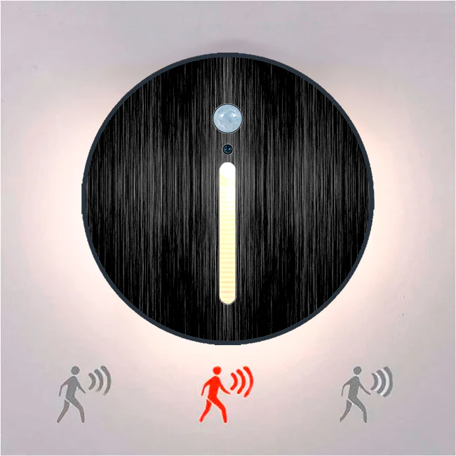 SPOT LUZ GUÍA DE PASO MARLENE LED ASIMÉTRICO 3W CIRCULAR NEGRO CON SENSOR DE MOVIMIENTO LUZ CÁLIDA - Image 10