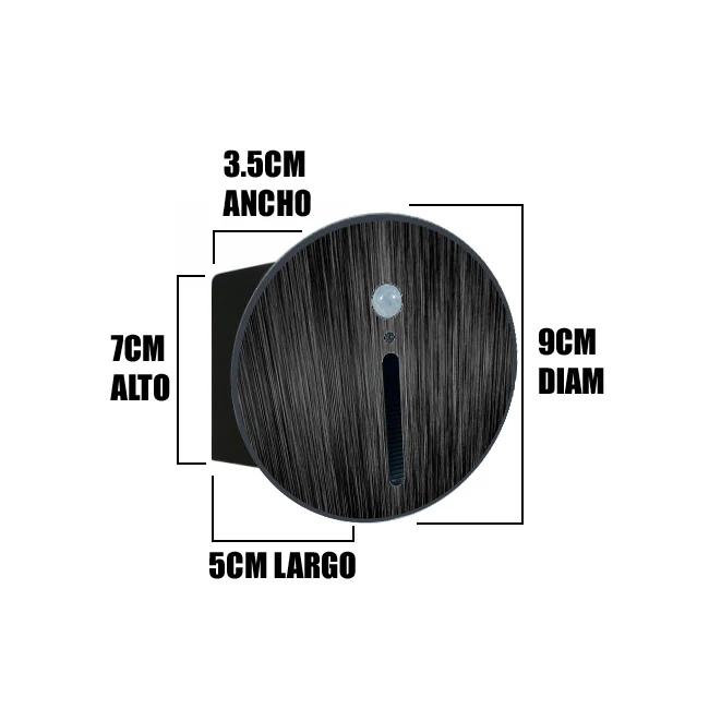 SPOT LUZ GUÍA DE PASO MARLENE LED ASIMÉTRICO 3W CIRCULAR NEGRO CON SENSOR DE MOVIMIENTO LUZ CÁLIDA - Image 3