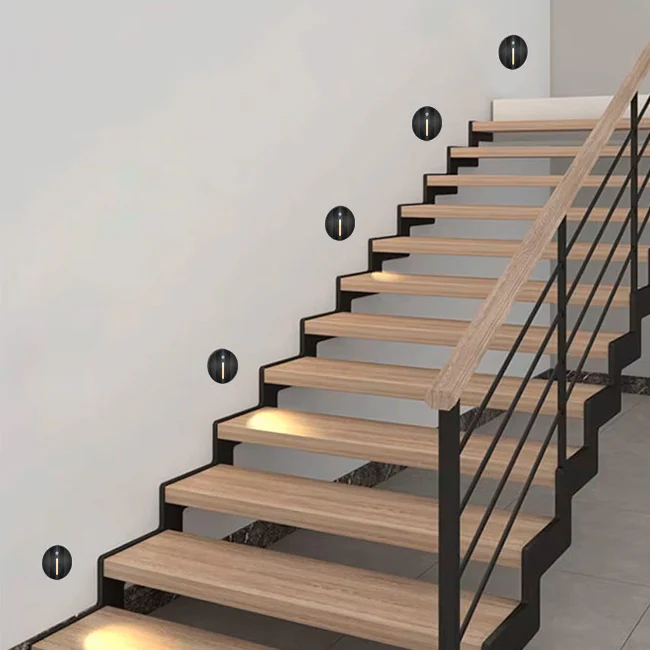 SPOT LUZ GUÍA DE PASO MARLENE LED ASIMÉTRICO 3W CIRCULAR NEGRO CON SENSOR DE MOVIMIENTO LUZ CÁLIDA - Image 4