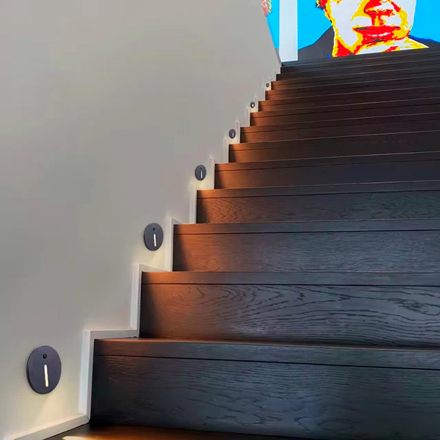 SPOT LUZ GUÍA DE PASO MARLENE LED ASIMÉTRICO 3W CIRCULAR NEGRO CON SENSOR DE MOVIMIENTO LUZ CÁLIDA - Image 5