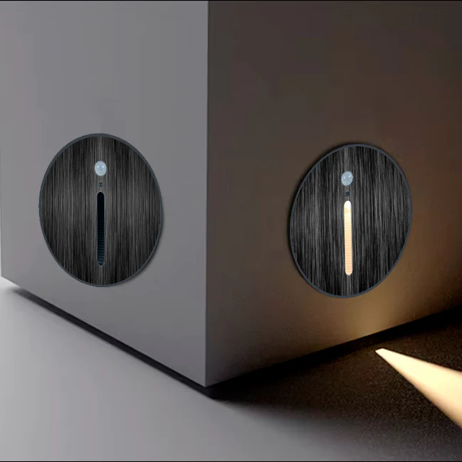 SPOT LUZ GUÍA DE PASO MARLENE LED ASIMÉTRICO 3W CIRCULAR NEGRO CON SENSOR DE MOVIMIENTO LUZ CÁLIDA - Image 7