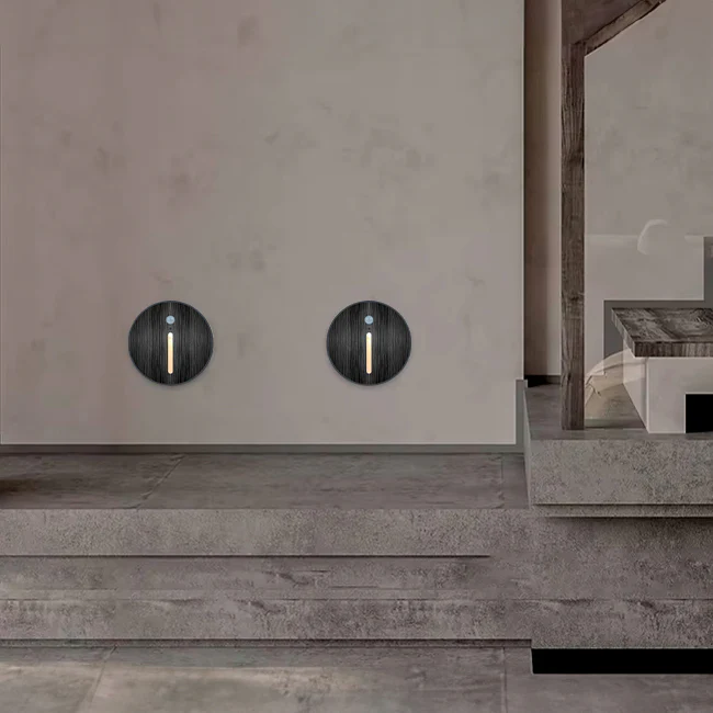 SPOT LUZ GUÍA DE PASO MARLENE LED ASIMÉTRICO 3W CIRCULAR NEGRO CON SENSOR DE MOVIMIENTO LUZ CÁLIDA - Image 8