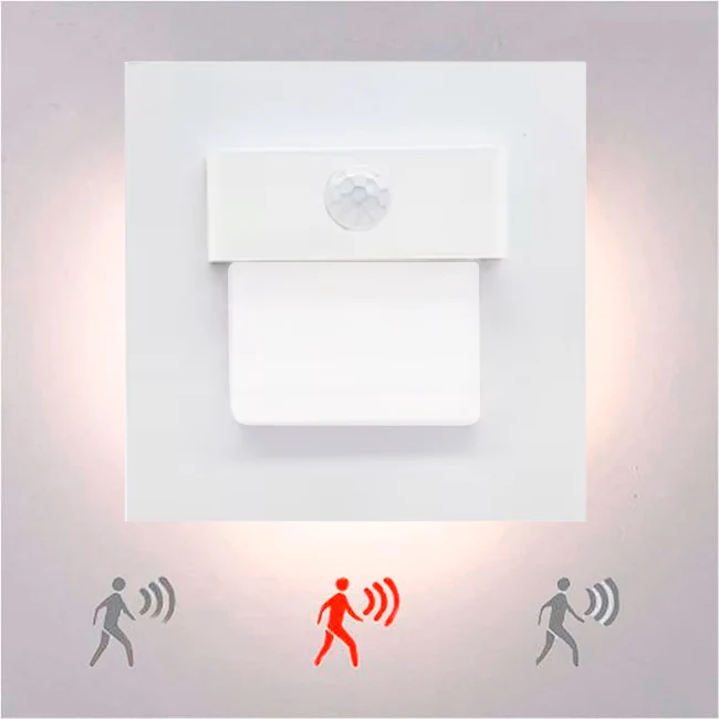 SPOT LUZ GUÍA DE PASO ISIS ASIMÉTRICO LED 3W CUADRADO BLANCO CON SENSOR DE MOVIMIENTO LUZ CÁLIDA - Image 6
