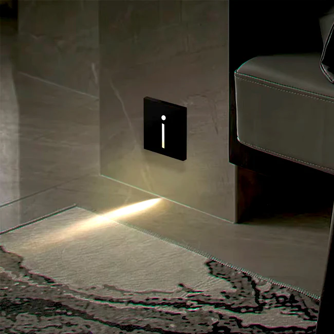 SPOT LUZ GUÍA DE PASO JACQUELINE LED ASIMÉTRICO 3W CUADRADO NEGRO CON SENSOR DE MOVIMIENTO LUZ CÁLIDA - Image 10