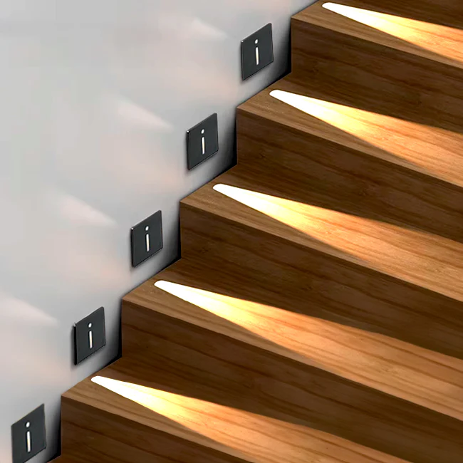 SPOT LUZ GUÍA DE PASO JACQUELINE LED ASIMÉTRICO 3W CUADRADO NEGRO CON SENSOR DE MOVIMIENTO LUZ CÁLIDA - Image 5