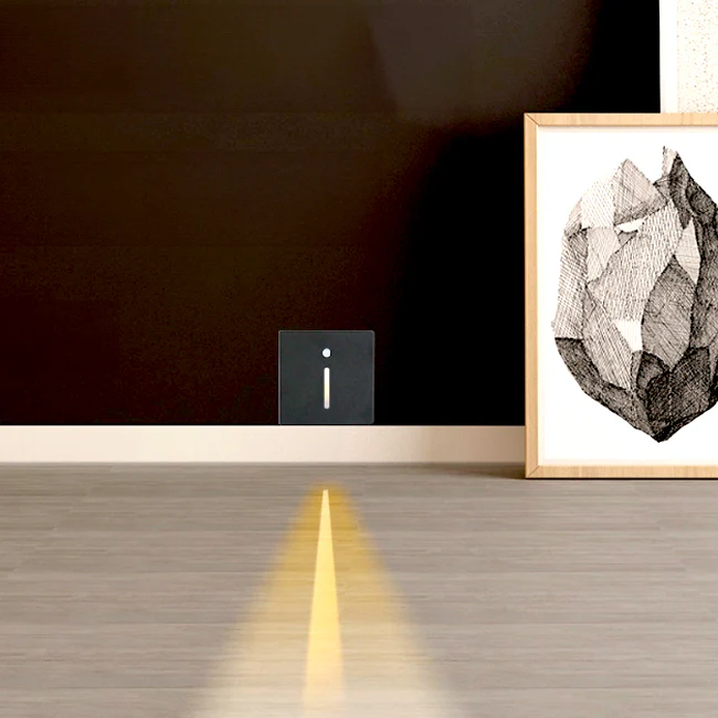 SPOT LUZ GUÍA DE PASO JACQUELINE LED ASIMÉTRICO 3W CUADRADO NEGRO CON SENSOR DE MOVIMIENTO LUZ CÁLIDA - Image 7