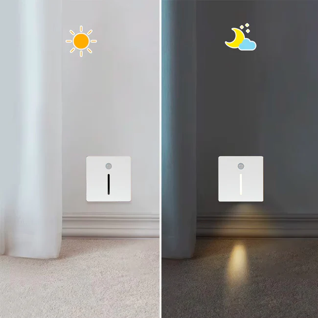 SPOT LUZ GUÍA DE PASO LUANA LED ASIMÉTRICO 3W CUADRADO BLANCO CON SENSOR DE MOVIMIENTO LUZ CÁLIDA - Image 3