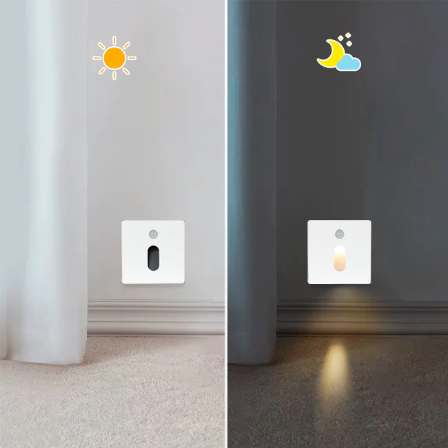 SPOT LUZ GUÍA DE PASO LUCIANA LED ASIMÉTRICO 3W CUADRADO BLANCO CON SENSOR DE MOVIMIENTO LUZ CÁLIDA - Image 7