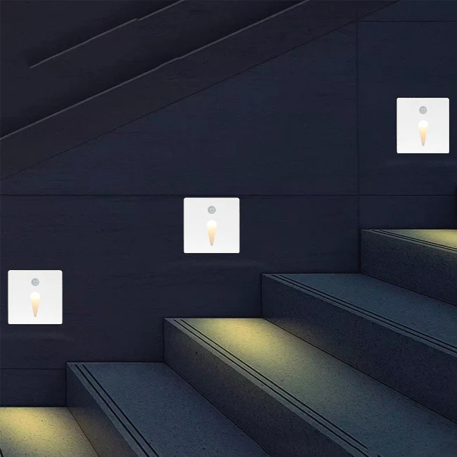 SPOT LUZ GUÍA DE PASO MAITÉ LED ASIMÉTRICO 3W CUADRADO BLANCO CON SENSOR DE MOVIMIENTO LUZ CÁLIDA - Image 5