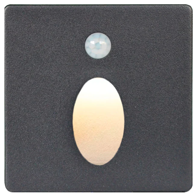 SPOT LUZ GUÍA DE PASO LORENA LED ASIMÉTRICO 3W CUADRADO NEGRO CON SENSOR DE MOVIMIENTO LUZ CÁLIDA - Image 6