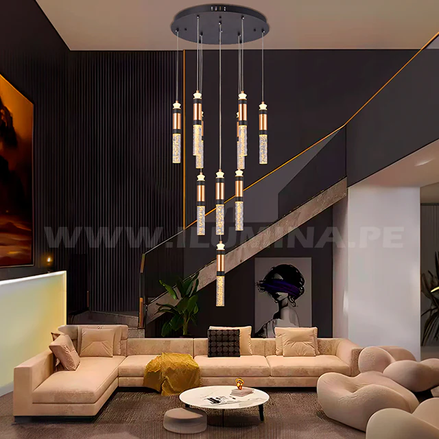 LÁMPARA COLGANTE PREMIUM AURORA BLACK AND GOLD LED + CONTROL REMOTO - Image 3