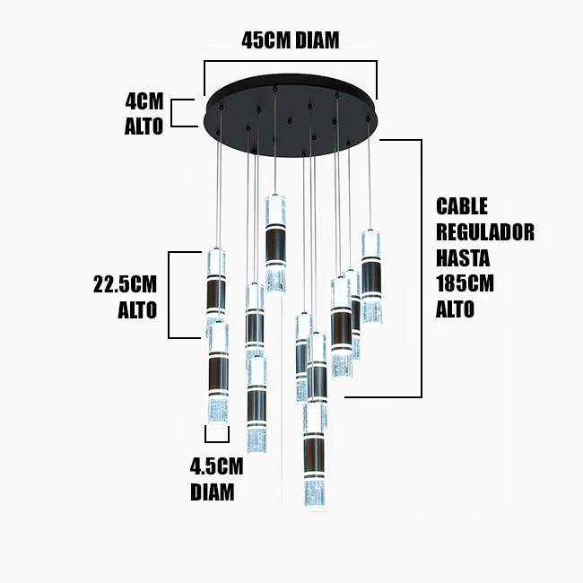 LÁMPARA COLGANTE PREMIUM BAHAMAS BLACK AND GOLD LED + CONTROL REMOTO - Image 3