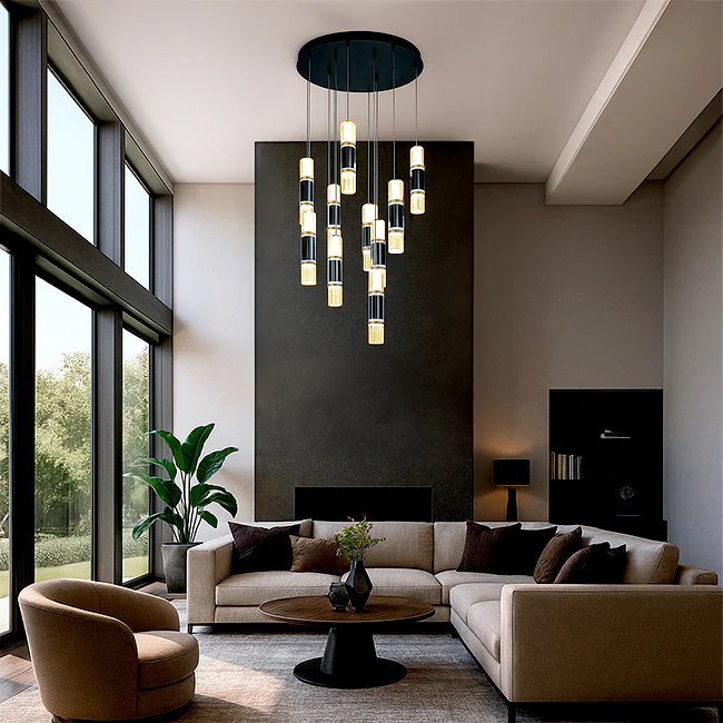 LÁMPARA COLGANTE PREMIUM BAHAMAS BLACK AND GOLD LED + CONTROL REMOTO - Image 8