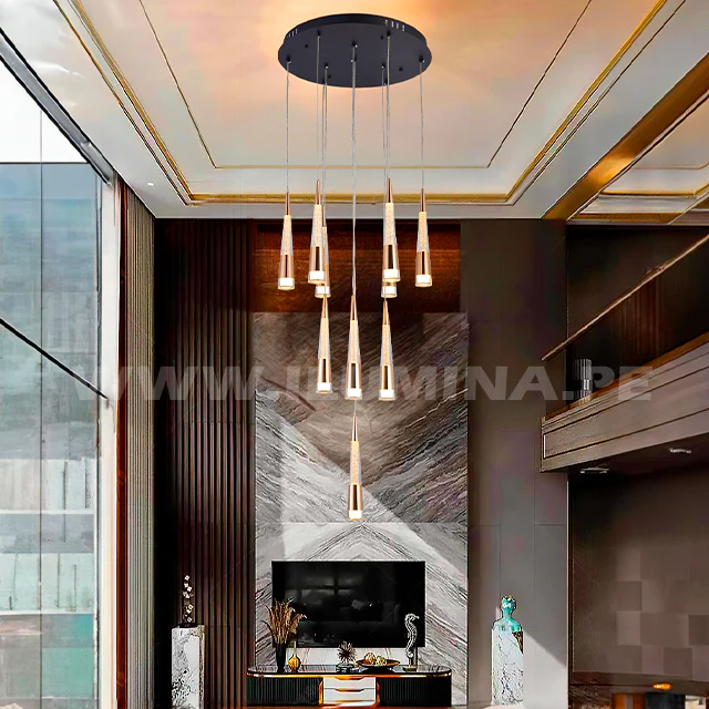 LÁMPARA COLGANTE PREMIUM FLOREANA BLACK AND GOLD LED + CONTROL REMOTO - Image 3