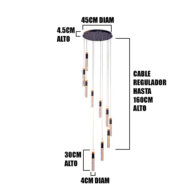 LÁMPARA COLGANTE PREMIUM ISLANDIA BLACK AND GOLD LED + CONTROL REMOTO - Image 4