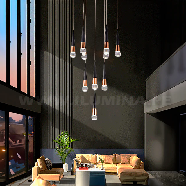 LÁMPARA COLGANTE PREMIUM ROMANA BLACK AND GOLD LED + CONTROL REMOTO - Image 3