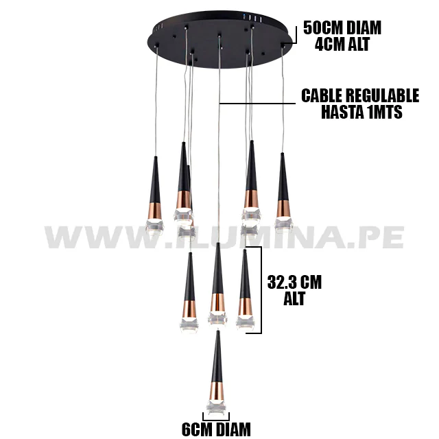 LÁMPARA COLGANTE PREMIUM ROMANA BLACK AND GOLD LED + CONTROL REMOTO - Image 5