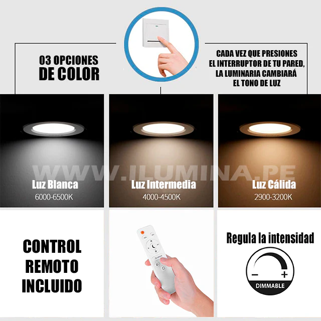 LÁMPARA DE TECHO LUCIANA LED WHITE 30W + CONTROL REMOTO - Image 10