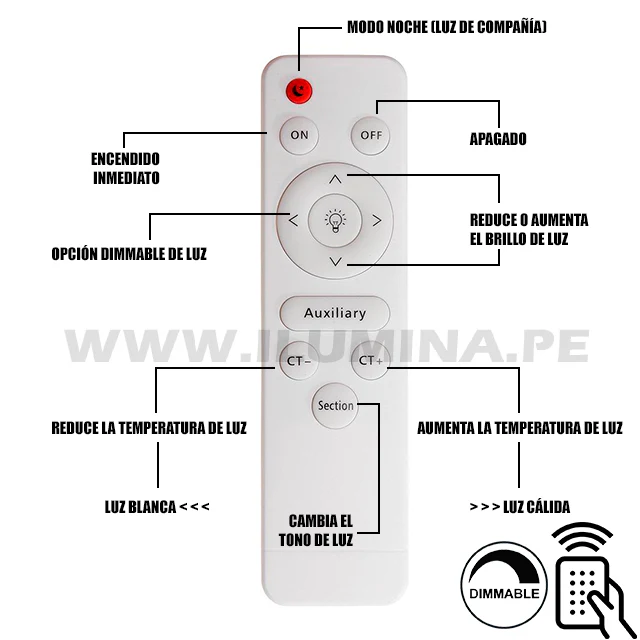 LÁMPARA DE TECHO LUCIANA LED WHITE 30W + CONTROL REMOTO - Image 12