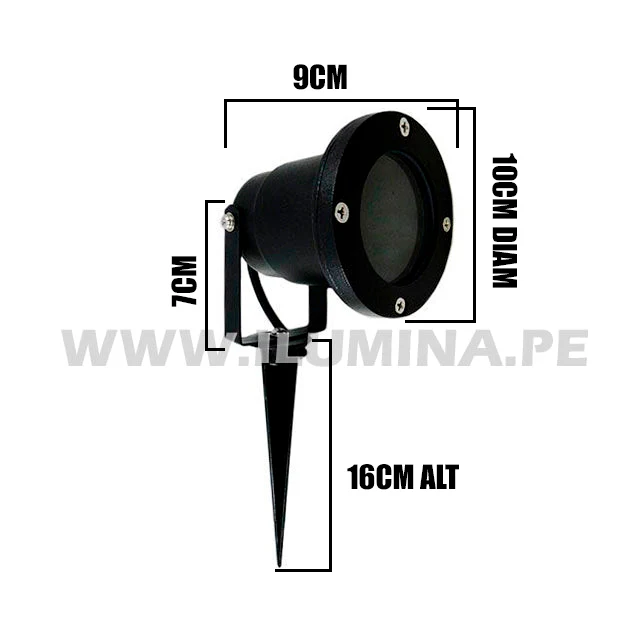 LUMINARIA MINI ESTACA LED ORIENTABLE PARA JARDIN GU10 +  DICROICO LED 6W LUZ BLANCA - Image 3