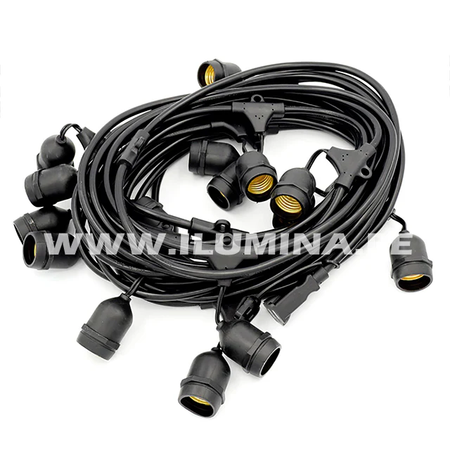 SET COMPLETO - GUIRNALDA LED COLGANTE DE 10MTS + 20 FOCOS LED G80 PAVONADO TRICOLOR 10W - Image 5