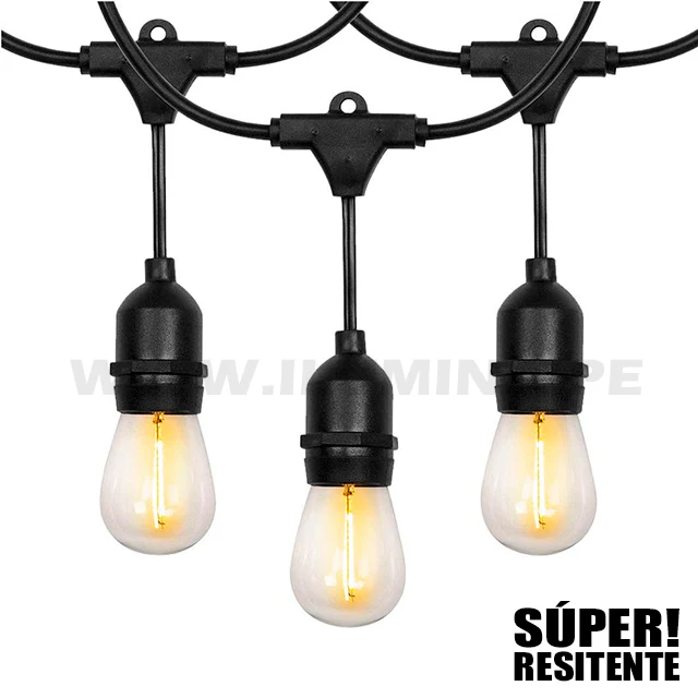 SET COMPLETO - GUIRNALDA LED COLGANTE DE 10MTS + 20 FOCOS LED G80 PAVONADO TRICOLOR 10W - Image 7