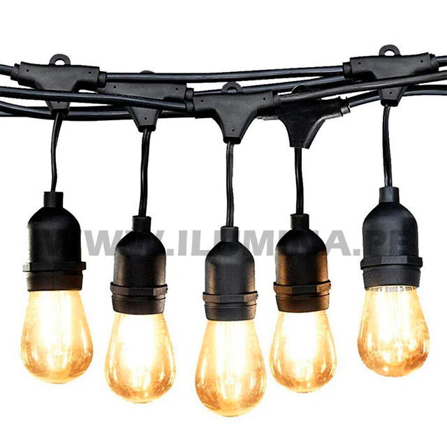 SET COMPLETO - GUIRNALDA LED COLGANTE DE 10MTS + 20 FOCOS LED G80 PAVONADO TRICOLOR 10W - Image 9