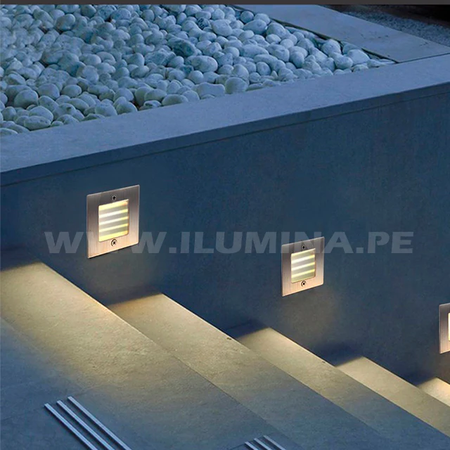 SPOT LUZ GUÍA DE PASO DE ESCALERA CUADRADO GRANDE CON REJILLA 3W LUZ CÁLIDA - Image 3