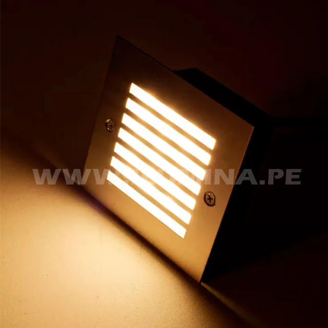 SPOT LUZ GUÍA DE PASO DE ESCALERA CUADRADO GRANDE CON REJILLA 3W LUZ CÁLIDA - Image 4