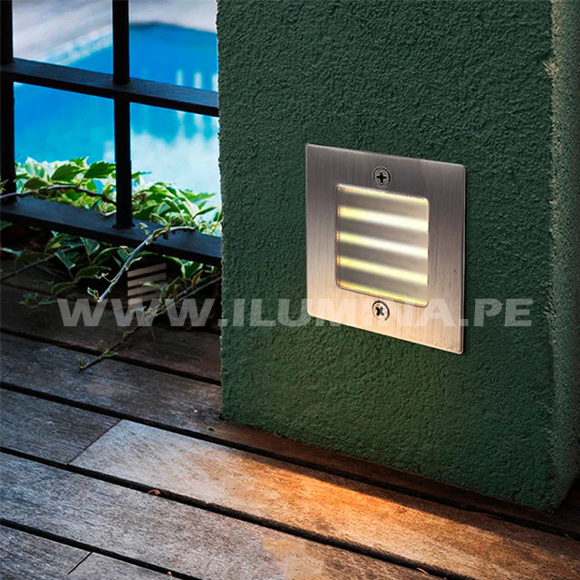SPOT LUZ GUÍA DE PASO DE ESCALERA CUADRADO PEQUEÑO CON REJILLA 3W LUZ CÁLIDA - Image 5