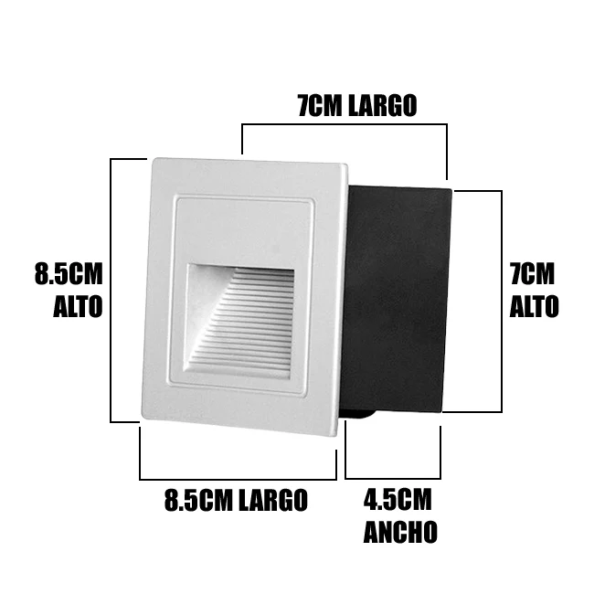 SPOT LUZ GUÍA DE PASO DE ESCALERA LED 3W ASIMETRICA BLANCO LUZ CÁLIDA - Image 6