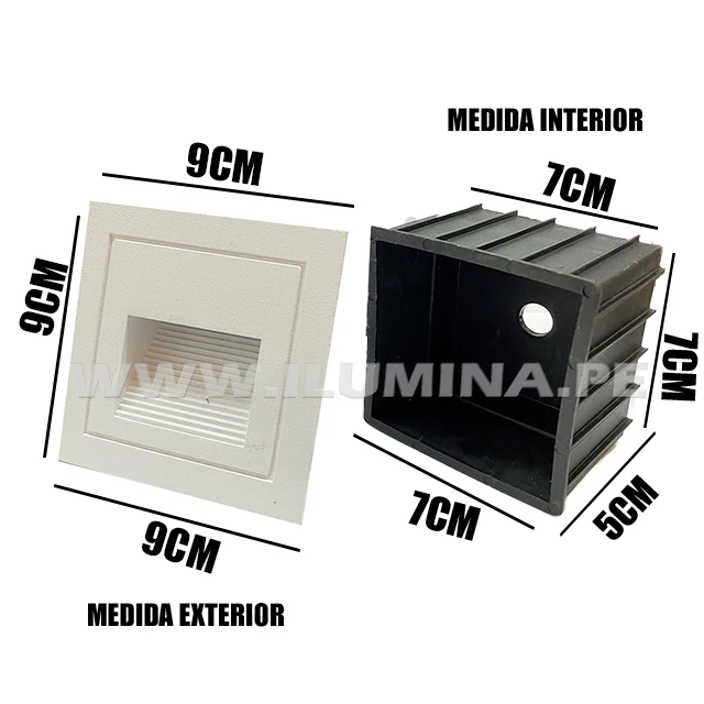 SPOT LUZ GUÍA DE PASO DE ESCALERA LED 2W SIMETRICA BLANCO LUZ CÁLIDA - Image 6