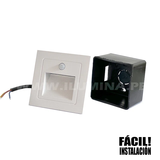 SPOT LUZ GUÍA DE PASO DE ESCALERA LED 3W ASIMETRICA BLANCO CON SENSOR DE MOVIMIENTO LUZ CÁLIDA - Image 3