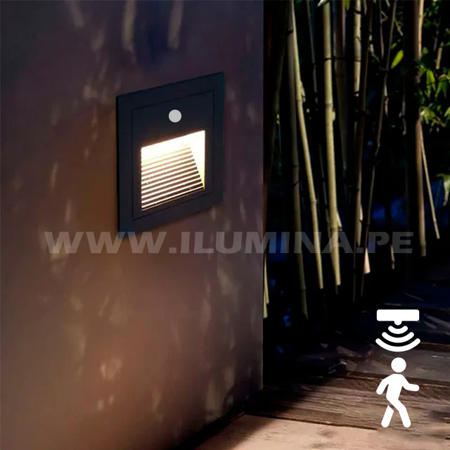 SPOT LUZ GUÍA DE PASO DE ESCALERA LED 3W ASIMETRICA BLANCO CON SENSOR DE MOVIMIENTO LUZ CÁLIDA - Image 5