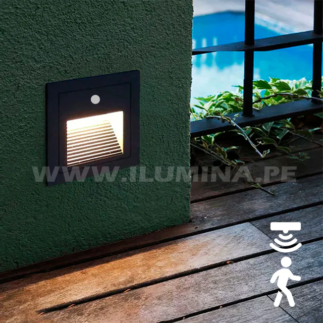 SPOT LUZ GUÍA DE PASO DE ESCALERA LED 3W ASIMETRICA BLANCO CON SENSOR DE MOVIMIENTO LUZ CÁLIDA - Image 6