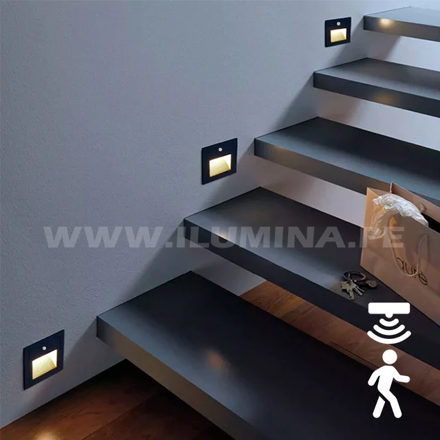 SPOT LUZ GUÍA DE PASO DE ESCALERA LED 3W ASIMETRICA BLANCO CON SENSOR DE MOVIMIENTO LUZ CÁLIDA - Image 8