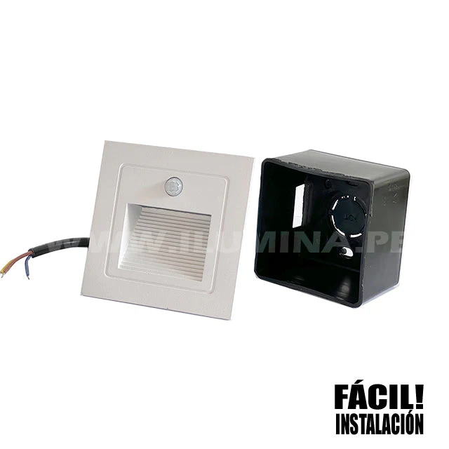 SPOT LUZ GUÍA DE PASO DE ESCALERA LED 3W ASIMETRICA NEGRO CON SENSOR DE MOVIMIENTO - Image 3