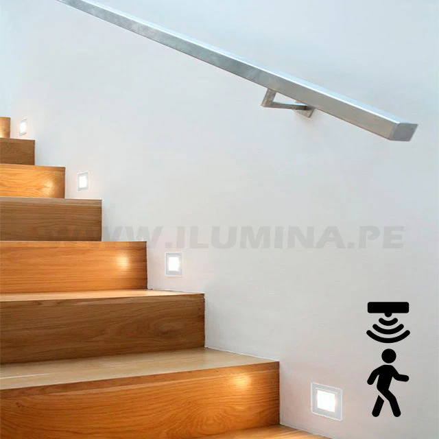SPOT LUZ GUÍA DE PASO DE ESCALERA LED 3W ASIMETRICA NEGRO CON SENSOR DE MOVIMIENTO - Image 8