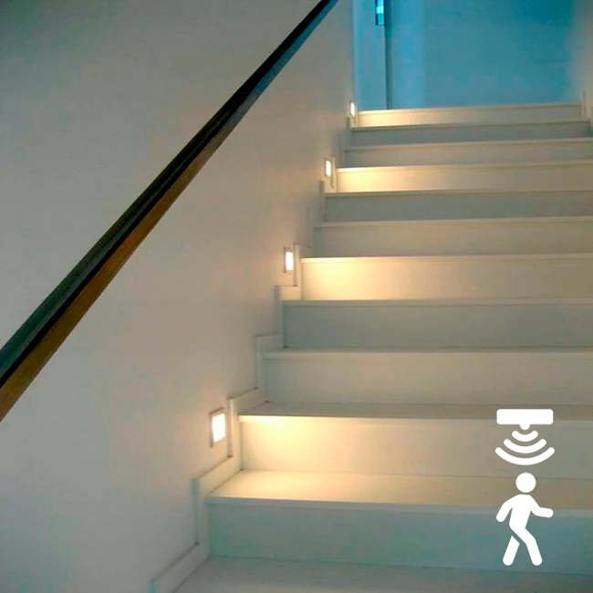SPOT LUZ GUÍA DE PASO DE ESCALERA LED 3W SIMETRICA BLANCO CON SENSOR DE MOVIMIENTO LUZ CÁLIDA - Image 6