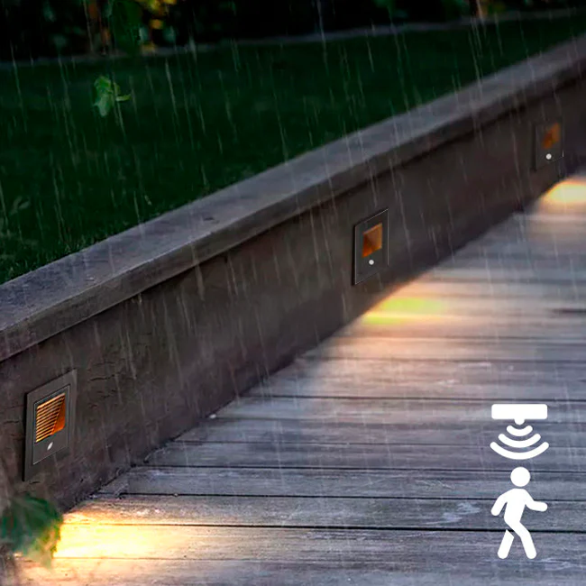SPOT LUZ GUÍA DE PASO DE ESCALERA LED 3W SIMETRICA NEGRO CON SENSOR DE MOVIMIENTO - Image 5