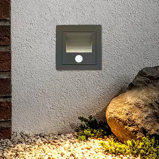 SPOT LUZ GUÍA DE PASO DE ESCALERA LED 3W SIMETRICA NEGRO CON SENSOR DE MOVIMIENTO - Image 6