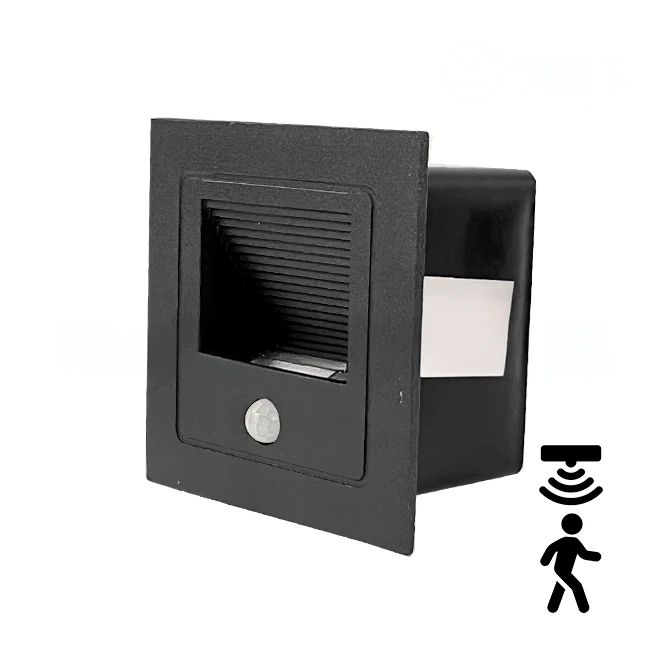 SPOT LUZ GUÍA DE PASO DE ESCALERA LED 3W SIMETRICA NEGRO CON SENSOR DE MOVIMIENTO - Image 7