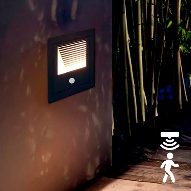 SPOT LUZ GUÍA DE PASO DE ESCALERA LED 3W SIMETRICA NEGRO CON SENSOR DE MOVIMIENTO - Image 9